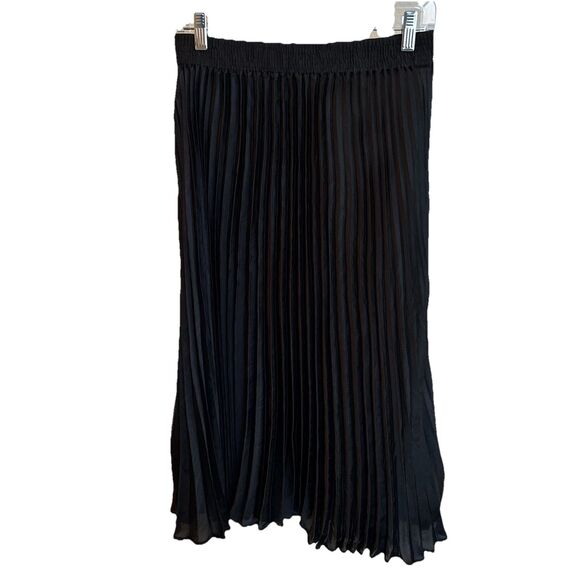 Banana Republica Sz Medium Black Midi Pleated Fairy Goth Dark Grunge Punk Skirt - Picture 3 of 7